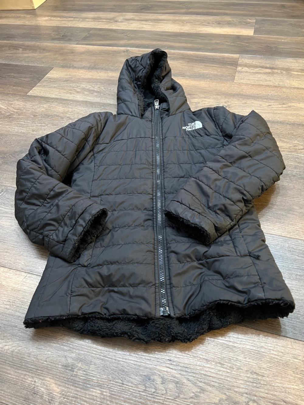 The North Face Kids Black Quilted Hooded Puffer Jacket